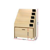 Keezi Kids Natural Wood Bookshelf Storage Organiser Bookcase Drawers Children
