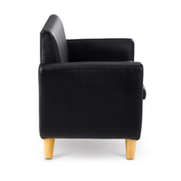 Keezi Kids Sofa Storage Armchair 2 Seater Black PU Leather Children Chair Couch