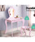 Keezi Pink Kids Vanity Dressing Table Stool Set Mirror Princess Children Makeup