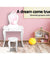 Keezi White Kids Vanity Dressing Table Stool Set Mirror Princess Children Makeup