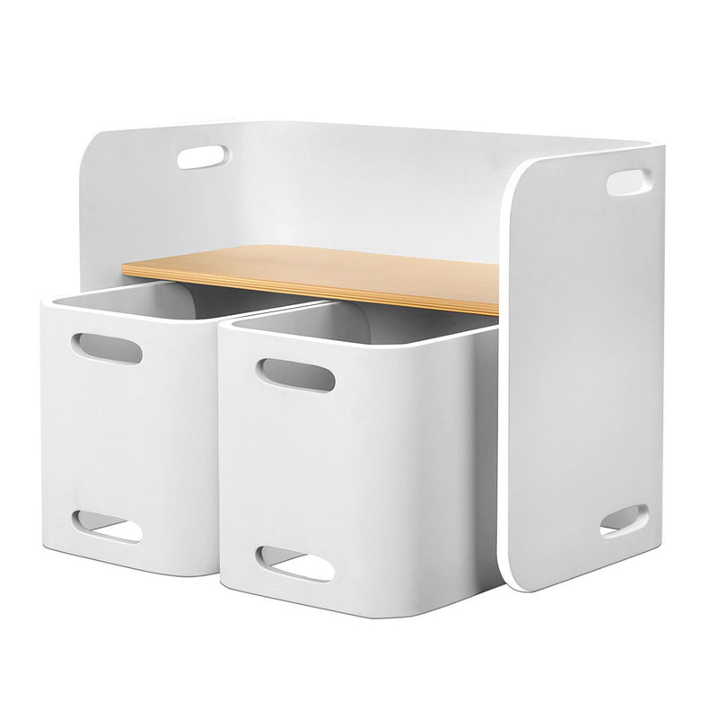 Keezi 3 PC Nordic Kids Table Chair Set White Desk Activity Compact Children