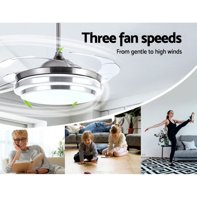 Devanti 42'' Ceiling Fan Light With Remote Control Fans Lamp Modern Retractable Blade