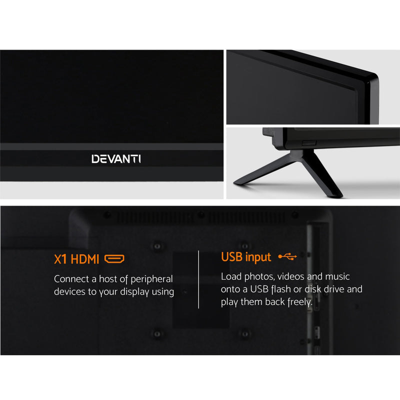 Devanti 24" Inch LED TV Combo Built-In DVD Player DC 12V Caravan Boat USB