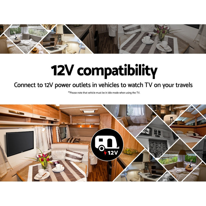 Devanti 24" Inch LED TV Combo Built-In DVD Player DC 12V Caravan Boat USB