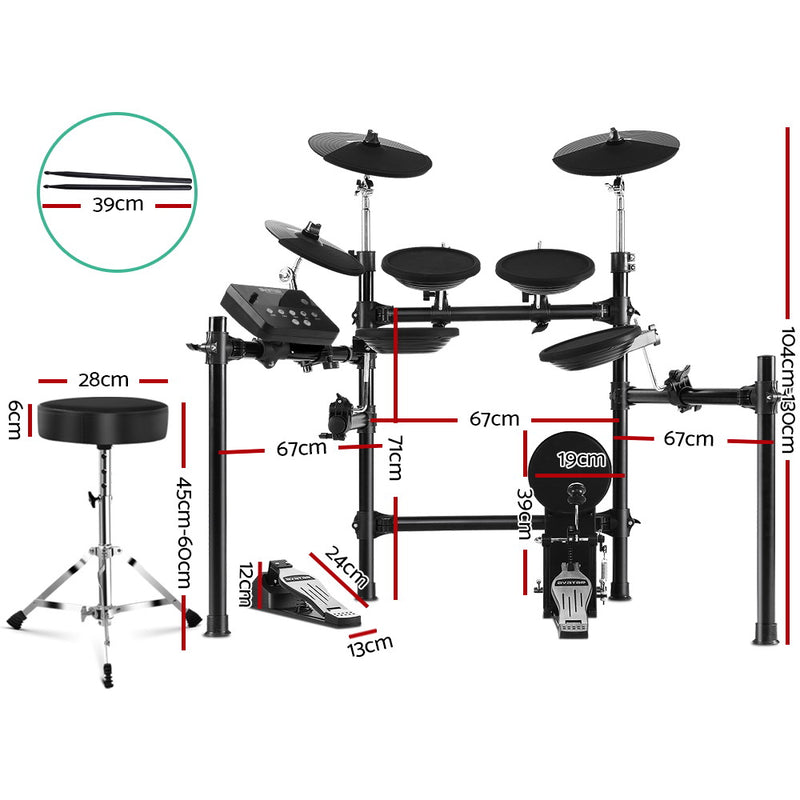 8 Piece Electric Electronic Drum Kit Drums Set Pad and Stool For Kids Adults Sili