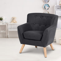 Keezi Kids Sofa Armchair Black Linen Lounge Nordic French Couch Children Room