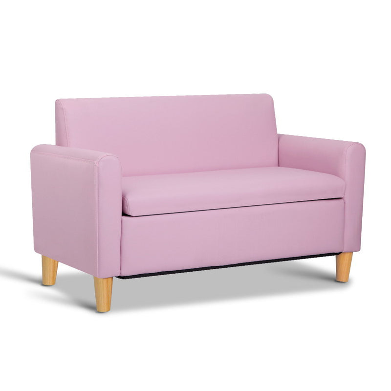 Keezi Kids Sofa Storage Armchair Lounge Pink PU Leather Children Chair Couch