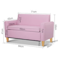 Keezi Kids Sofa Storage Armchair Lounge Pink PU Leather Children Chair Couch