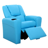 Keezi Luxury Kids Recliner Sofa Children Lounge Chair PU Couch Armchair Blue