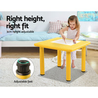 Keezi 60x60cm Kids Children Activity Study Desk Yellow Table & 4 Chairs Mixed