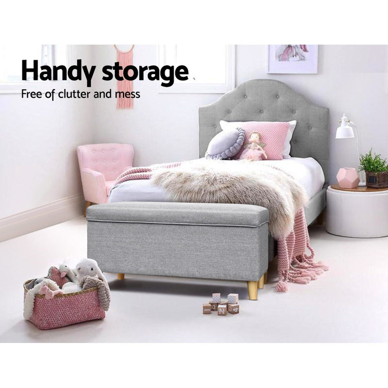 Keezi Storage Ottoman Blanket Box Toy Chest Kids Foot Stool Couch Light Grey