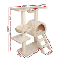 i.Pet Cat Tree 100cm Trees Scratching Post Scratcher Tower Condo House Furniture Wood Beige