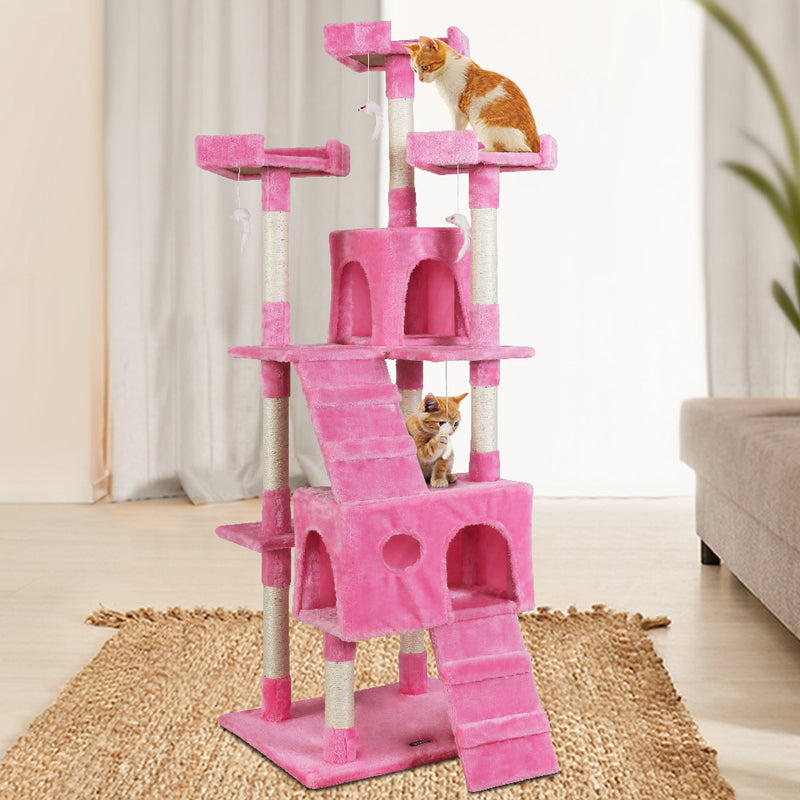 i.Pet Cat Tree 180cm Trees Scratching Post Scratcher Tower Condo House Furniture Wood Pink
