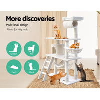 i.Pet Cat Tree 141cm Trees Scratching Post Scratcher Tower Condo House Furniture Wood Beige