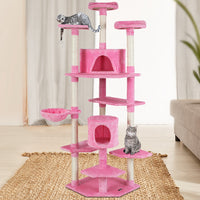 i.Pet Cat Tree 203cm Trees Scratching Post Scratcher Tower Condo House Furniture Wood Pink