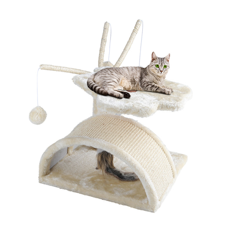 i.Pet Cat Tree 45cm Trees Scratching Post Scratcher Tower Condo House Furniture Wood Beige
