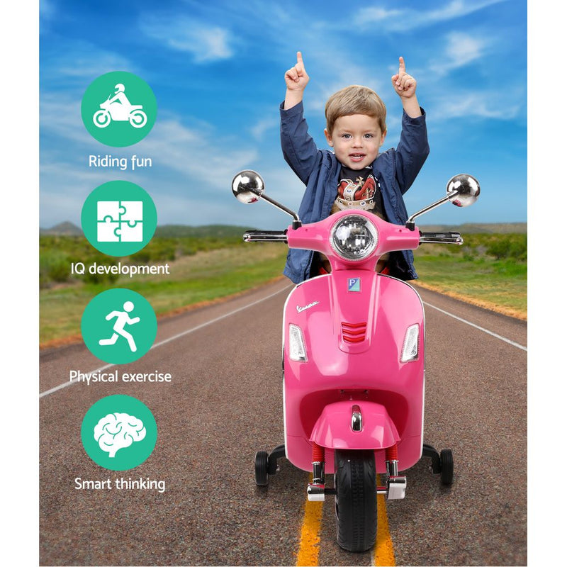Vespa Licensed Motorcycle Car Toys Pink - Rigo Kids Ride On Motorbike