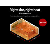 Devanti 2x 3200W Electric Strip Heater Infared Radiant Panel Heaters Outdoor Grey