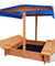 Keezi Wooden Outdoor Sand Box Set Sand Pit- Natural Wood