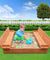 Keezi Wooden Outdoor Sandpit Set - Natural Wood