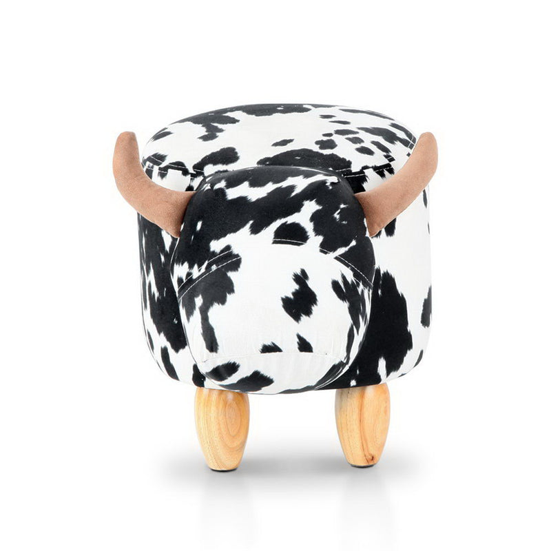 Keezi Kids Ottoman Foot Stool Toy Cow Chair Animal Foot Rest Fabric Seat White