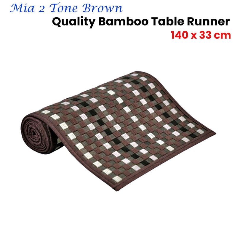 Mia 2 Tone Brown Bamboo Table Runner 140 x 33cm