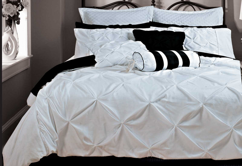 Queen Size White Diamond Pintuck Quilt Cover Set(3PCS)