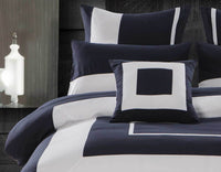 King Size 3pcs Navy Blue Border Striped Quilt Cover Set(3PCS)