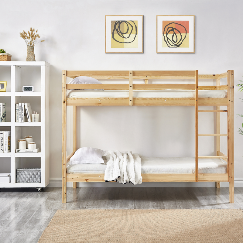 Tracey Solid Pinewood Kids' Single Bunk Bed Natural