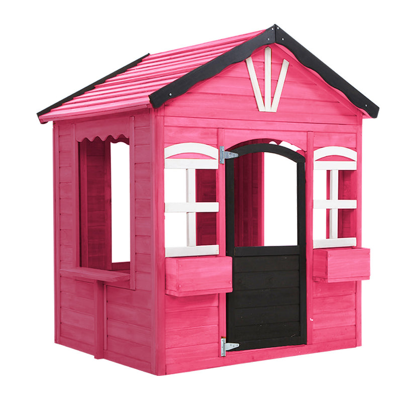 Kids Cubby House Wooden Outdoor Playhouse Timber Childrens Pretend Play