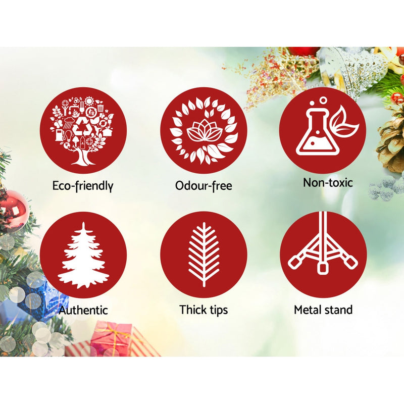 Jingle Jollys Snowy Christmas Tree 1.8M 6FT Xmas Decorations 520 Tips