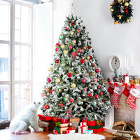 Jingle Jollys Snowy Christmas Tree 1.8M 6FT Xmas Decorations 520 Tips