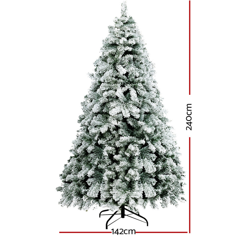 Jingle Jollys Snowy Christmas Tree 2.4M 8FT Xmas Decorations