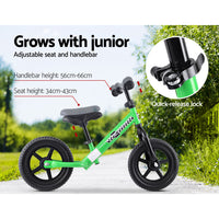 Kids Balance Bike Ride On Toys Push Bicycle Wheels Toddler Baby 12" Bikes-Green