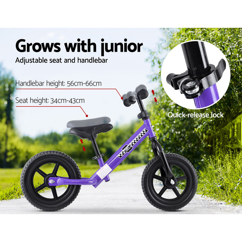 Kids Balance Bike Ride On Toys Push Bicycle Wheels Toddler Baby 12" Bikes-Purple